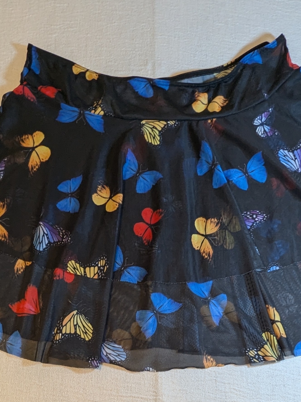 Black Butterfly Print Skirt Cover Up